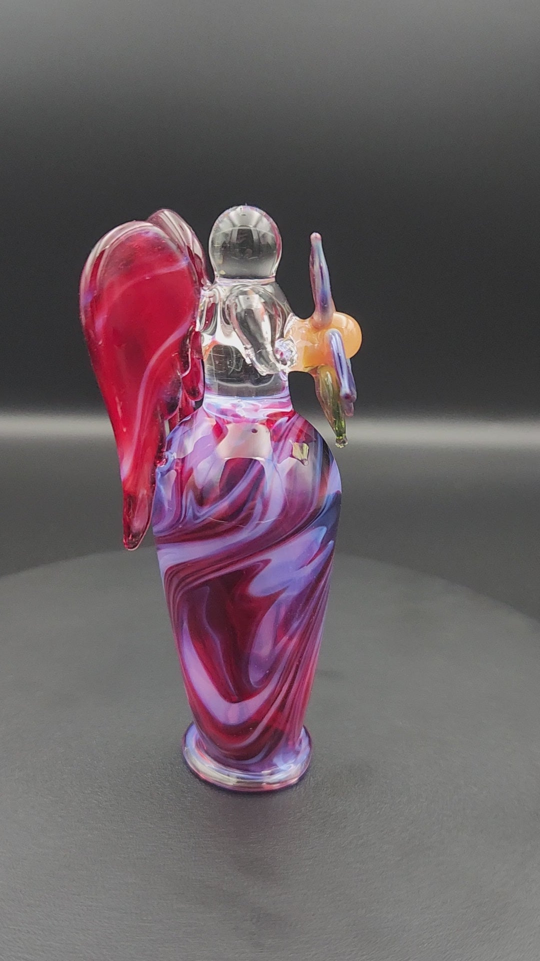 Celestial Angel Glass Sculpture - Ruby Twilight