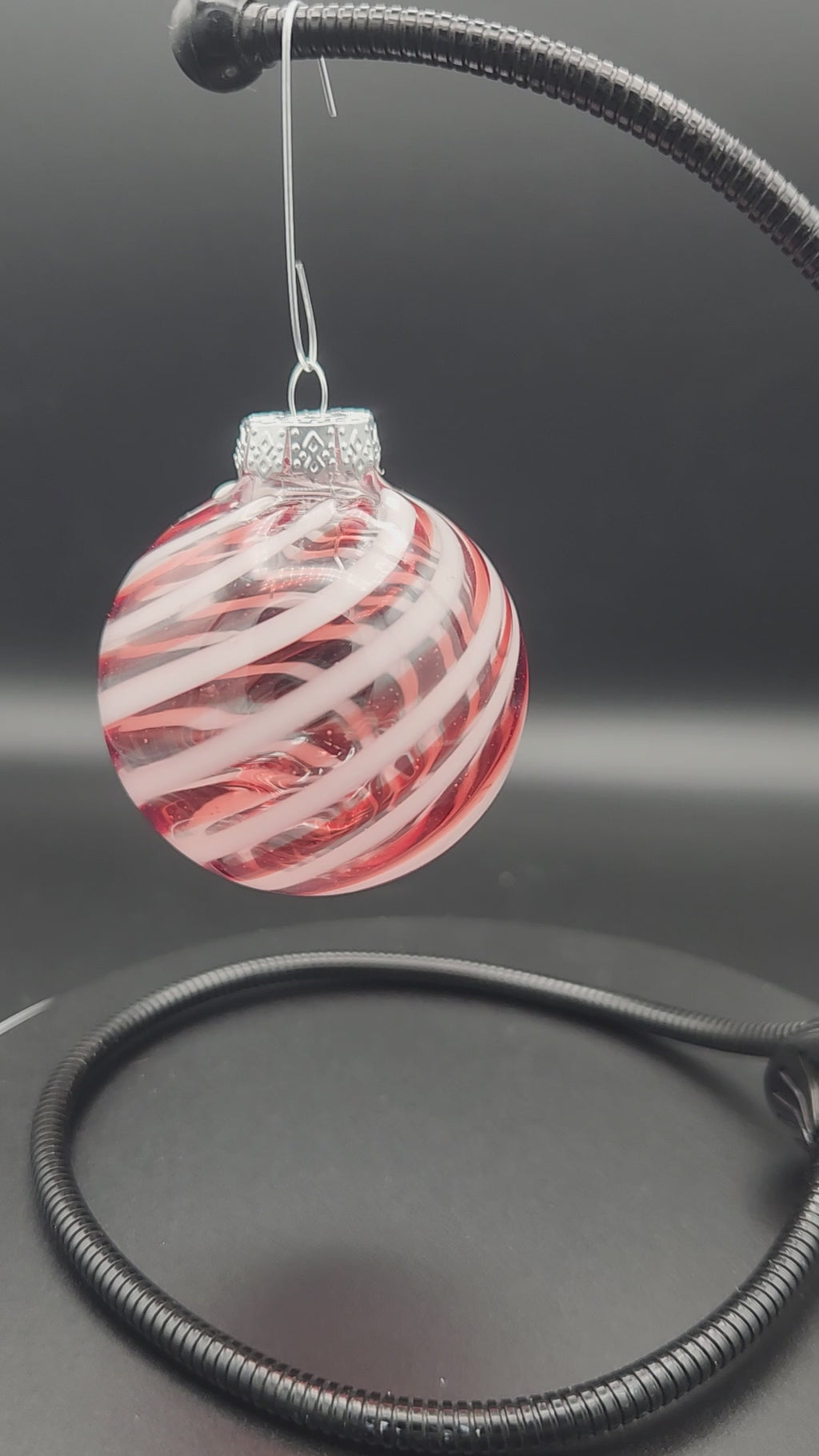 Handblown Glass Ornament - Candy Cane Swirl
