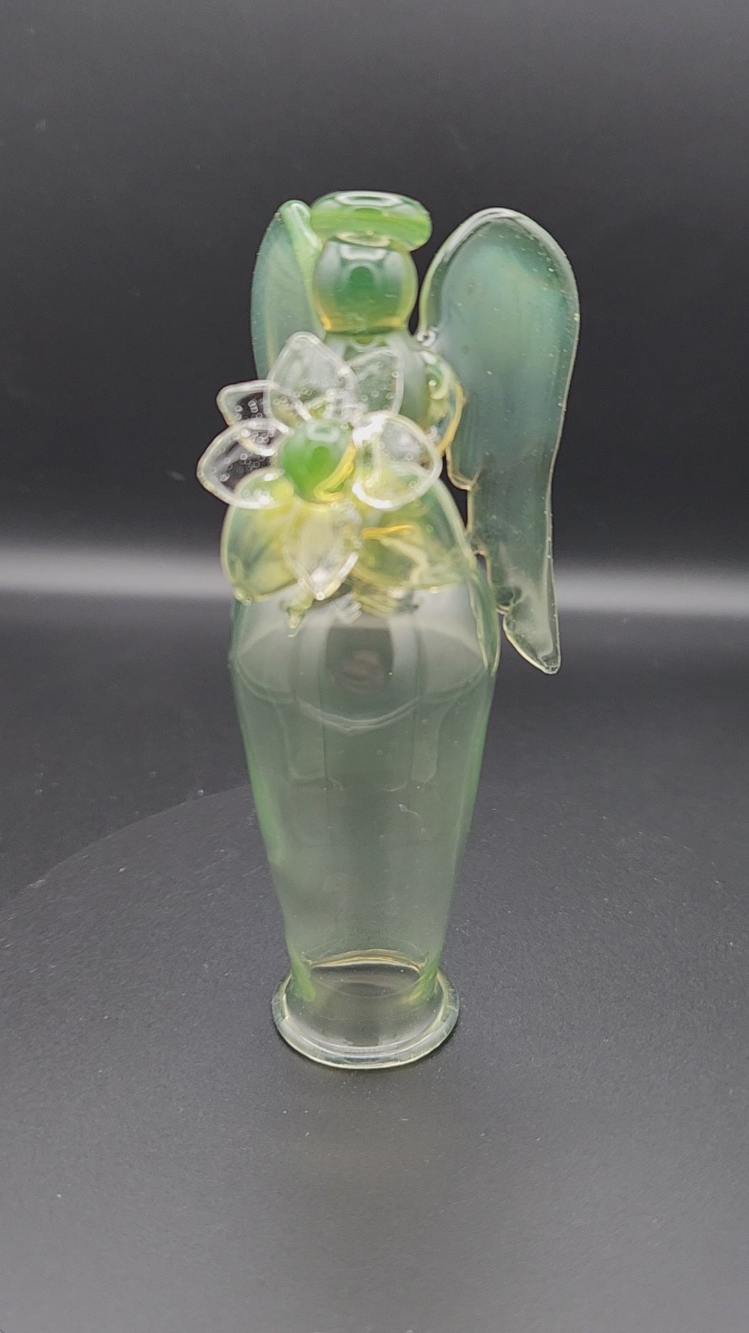 Vintage-Style UV Reactive Vaseline Glass Angel - Glowing Green Uranium Glass Figurine