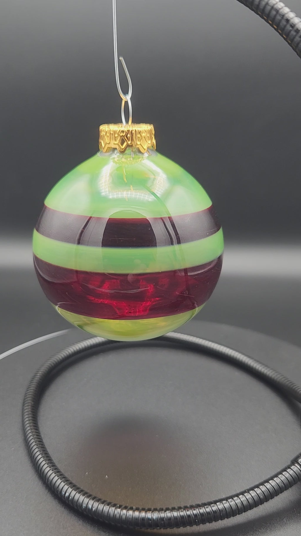 Handblown Glass Ornament - Holiday Stripes