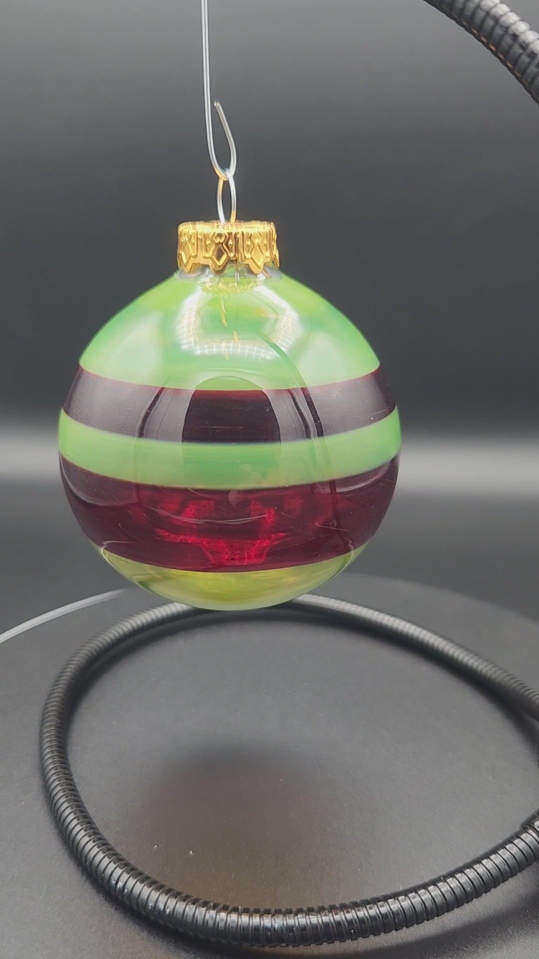 Handblown Glass Ornament - Holiday Stripes