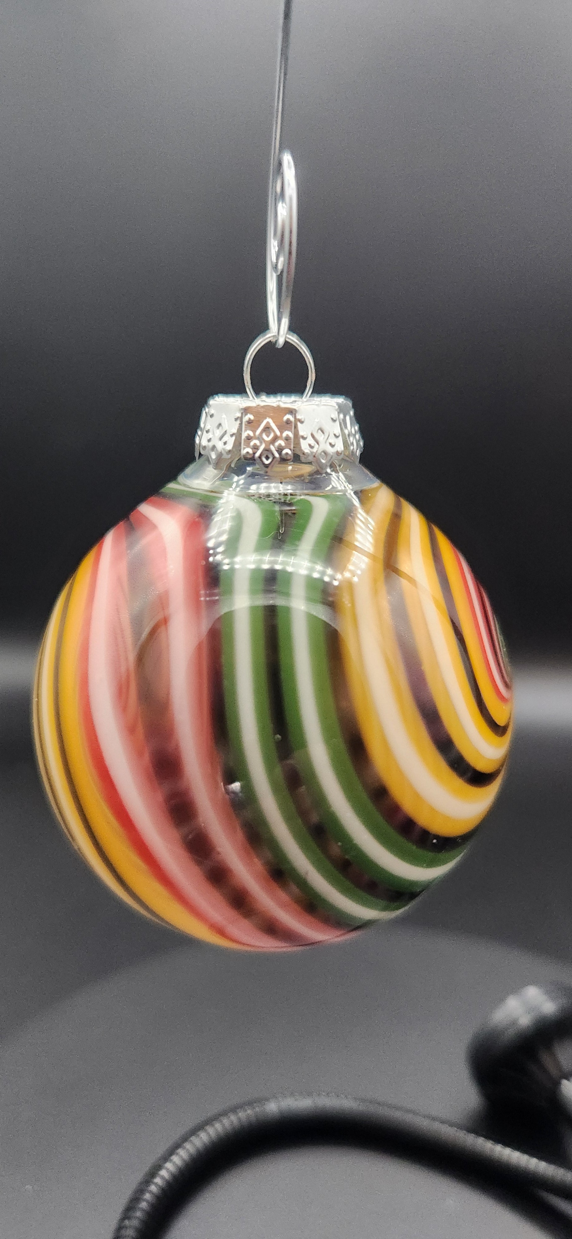 Rasta Swirl Glass Christmas Ornament - 2 Inch Handcrafted Holiday Décor