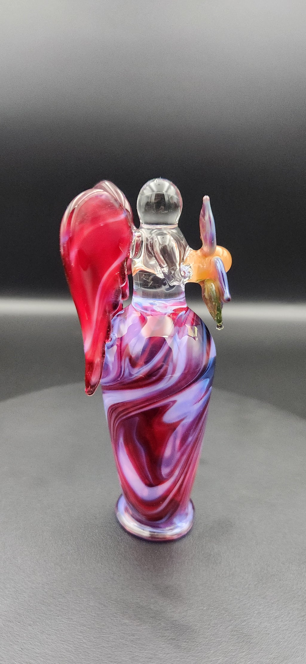 Celestial Angel Glass Sculpture - Ruby Twilight