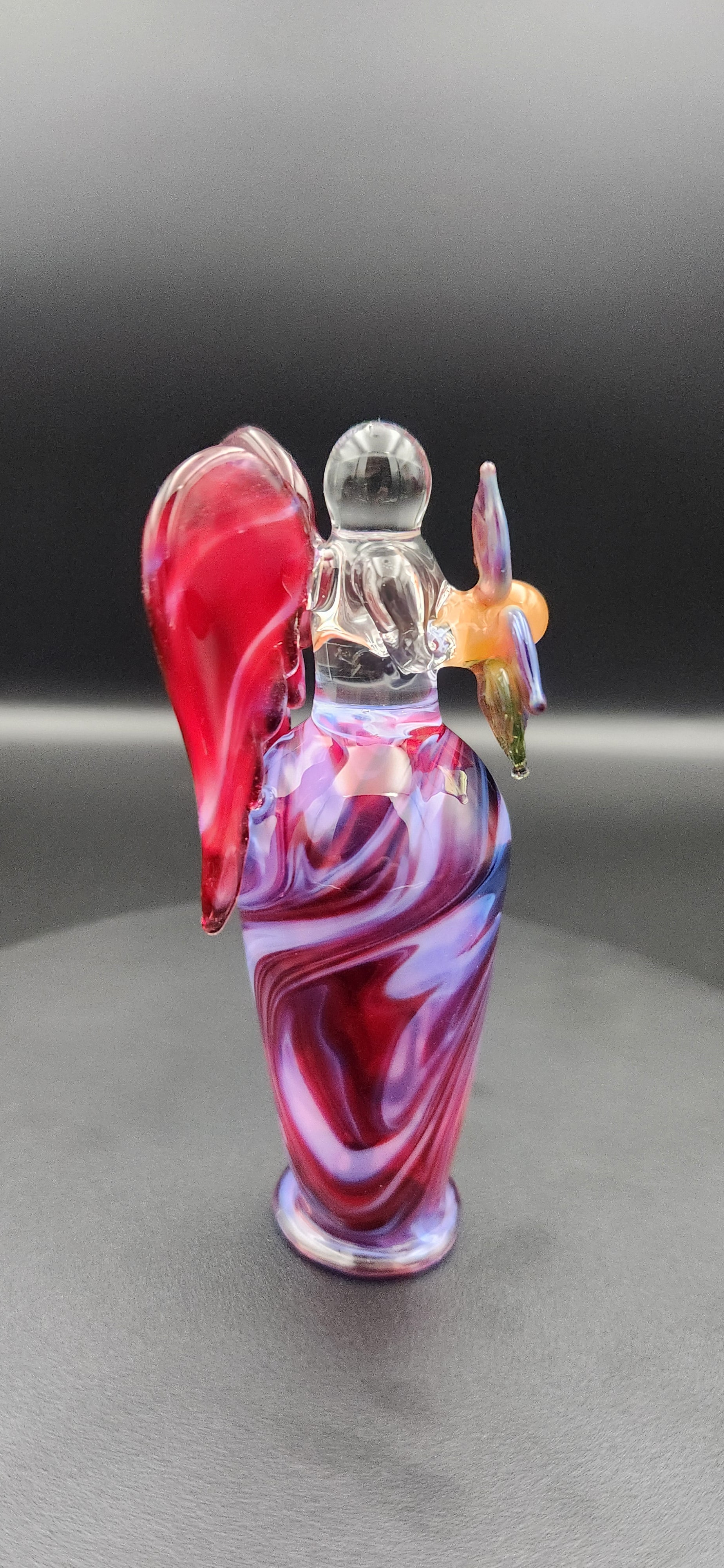Celestial Angel Glass Sculpture - Ruby Twilight