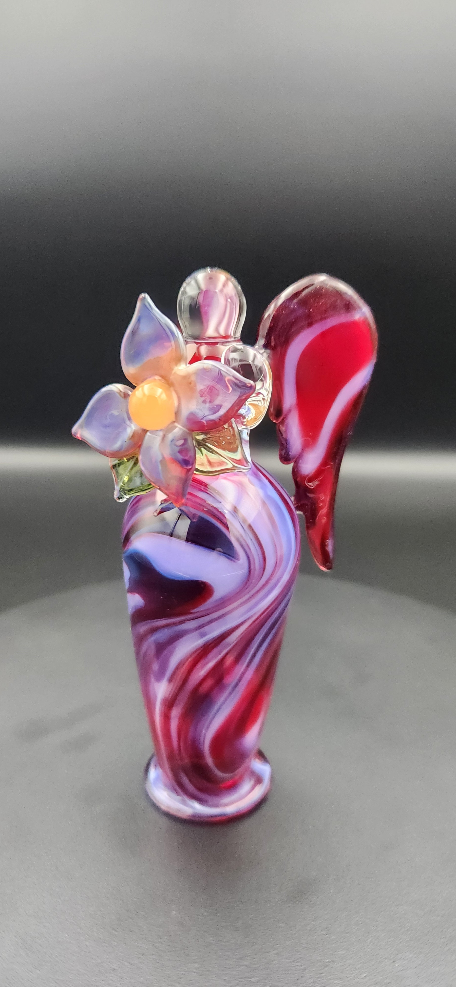 Celestial Angel Glass Sculpture - Ruby Twilight
