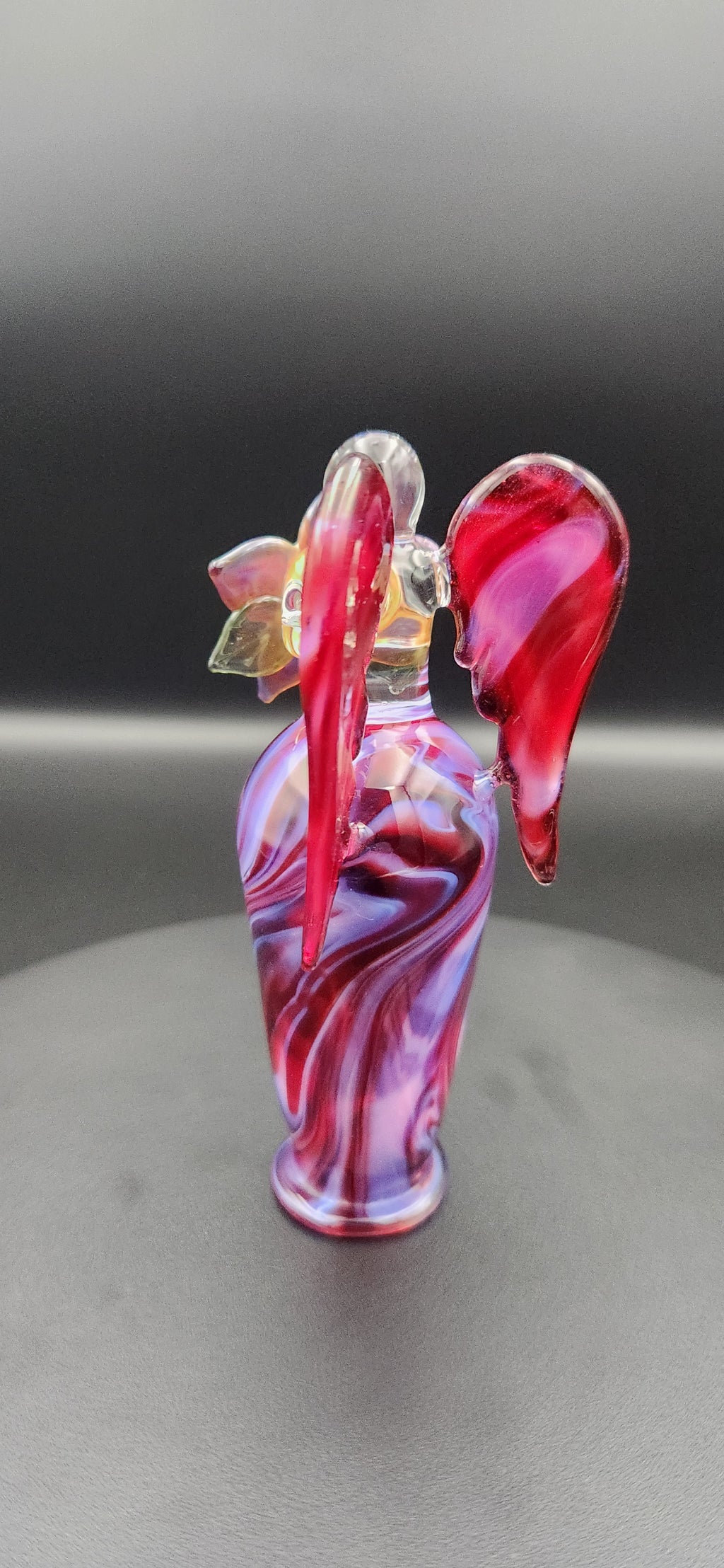 Celestial Angel Glass Sculpture - Ruby Twilight