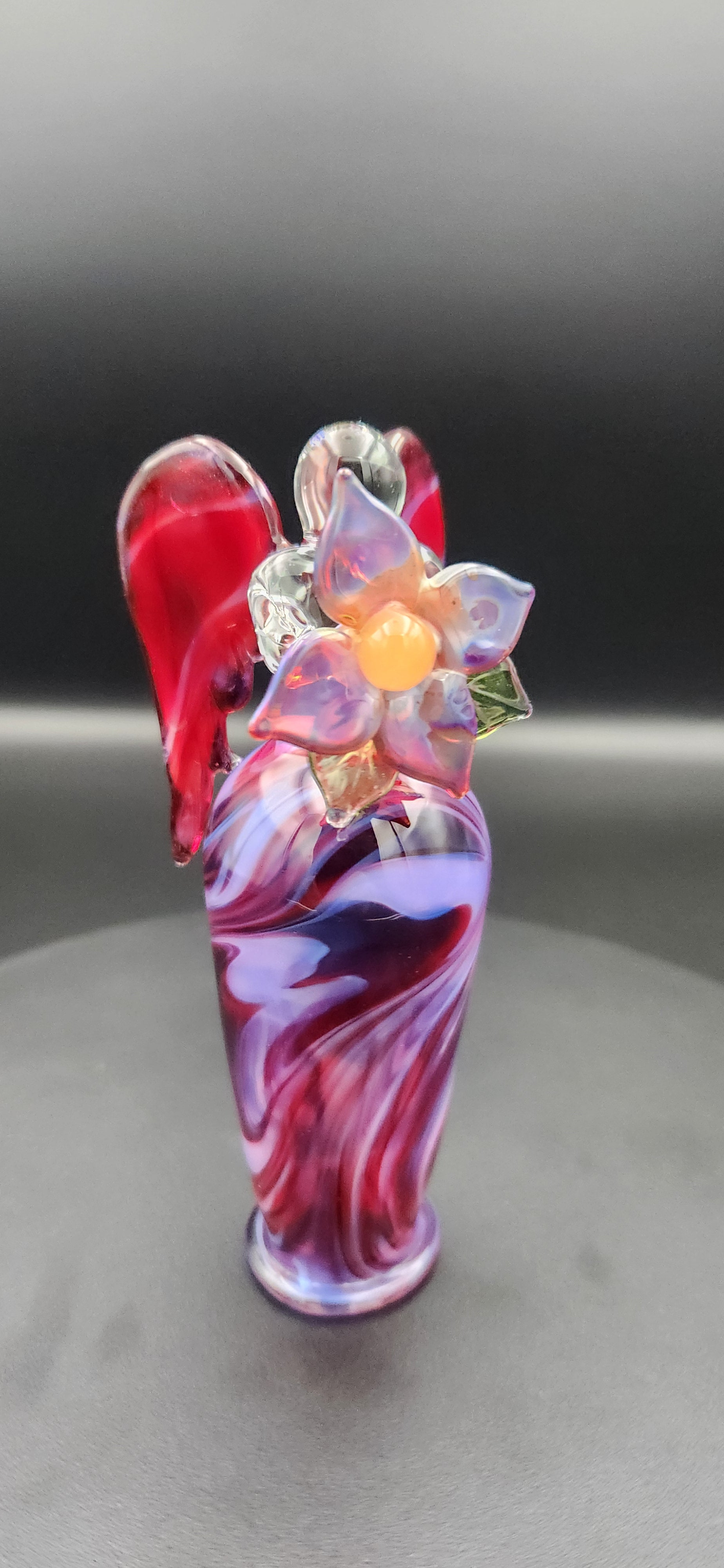 Celestial Angel Glass Sculpture - Ruby Twilight