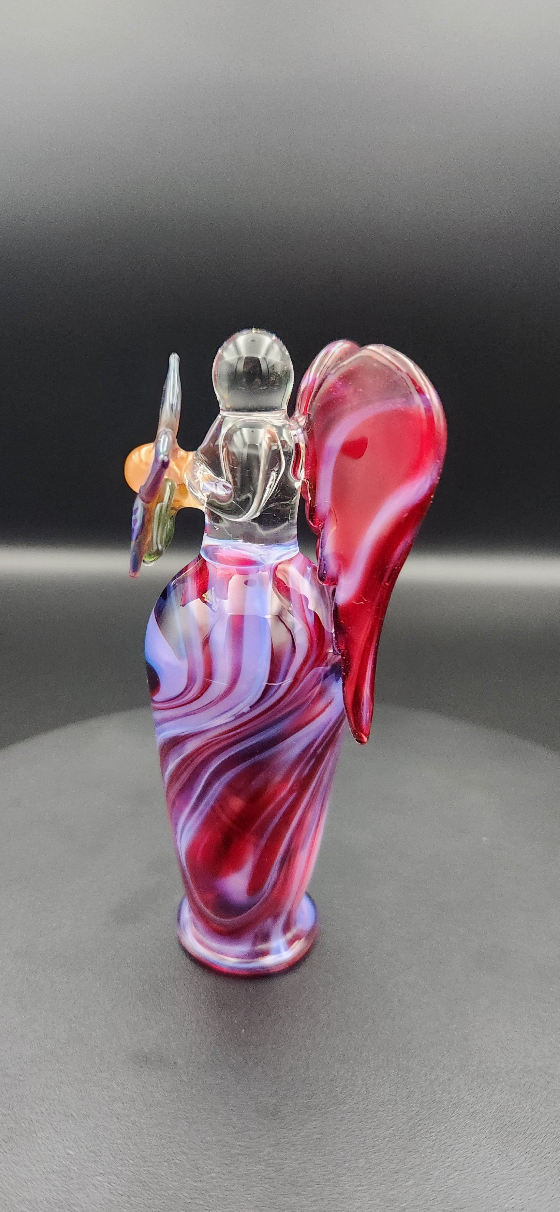 Celestial Angel Glass Sculpture - Ruby Twilight