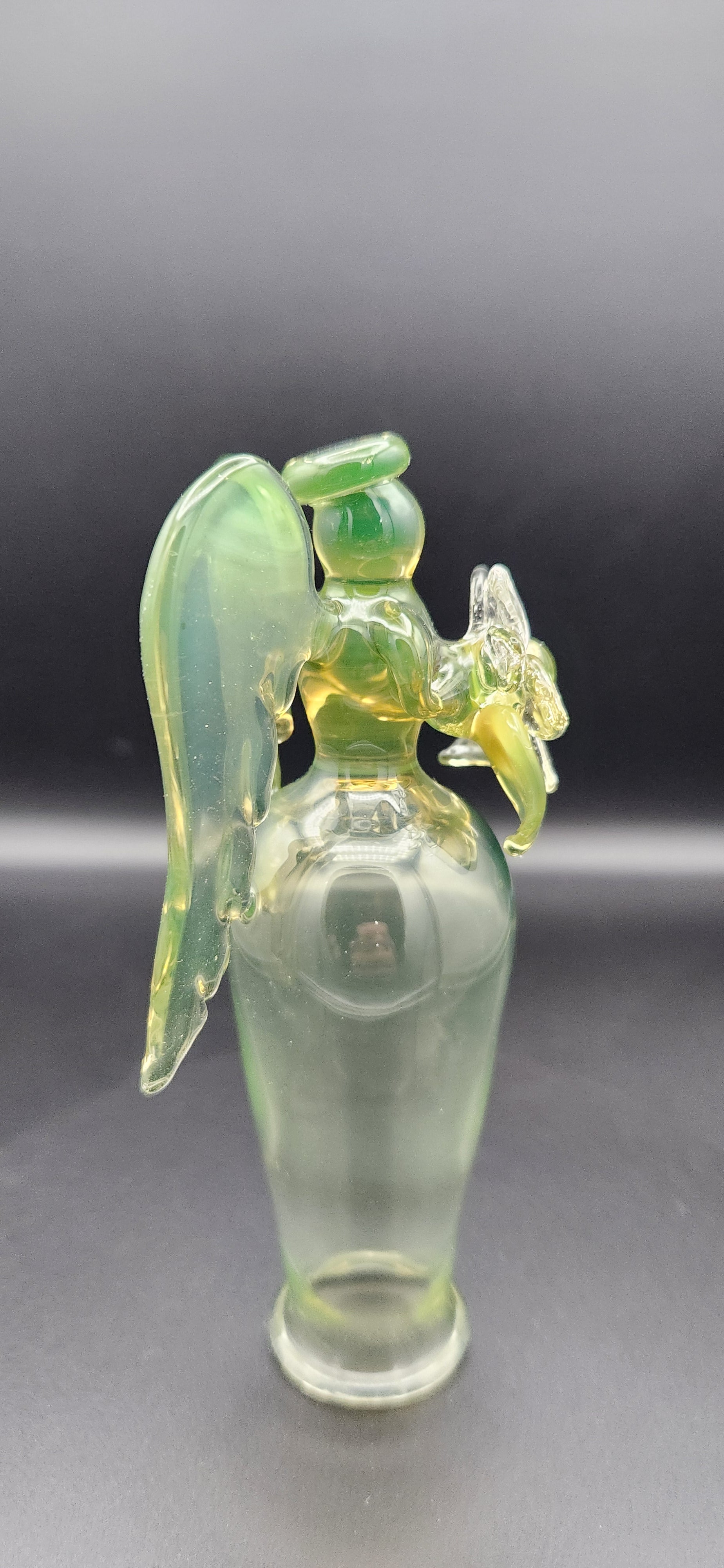Vintage-Style UV Reactive Vaseline Glass Angel - Glowing Green Uranium Glass Figurine