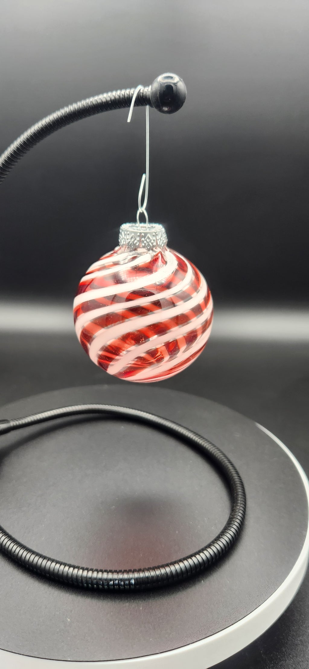 Handblown Glass Ornament - Candy Cane Swirl
