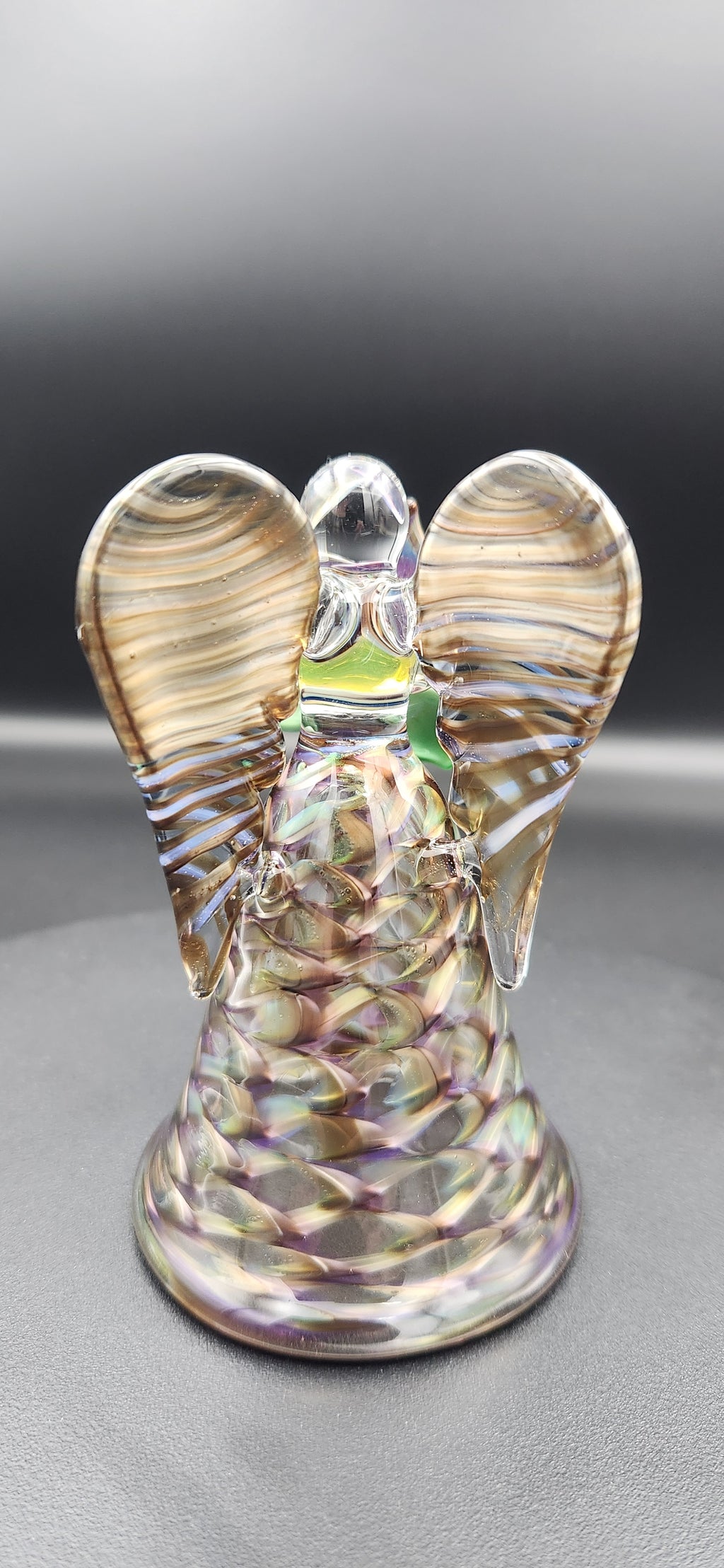 Handcrafted Glass Angel with Iridescent Flower